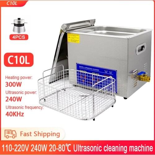 10L Ultrasonic Cleaner Digital Time 240W Household Diswasher Jewelry Necklace Glasses Watch Brush Ultrasound Cleaning Machine