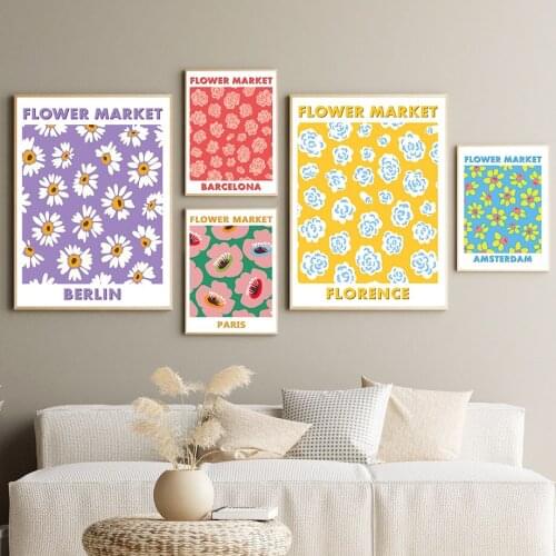 Vintage Abstract London Flower Market Minimalist Wall Art Canvas Painting Posters And Prints Wall Pictures For Living Room Decor