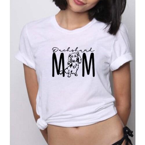 Dachshund Mom Funny T Shirt Women Top Harajuku Cotton Tshirt Women Short Sleeve Poleras Mujer Casual Tee Shirt Femme T-shirt