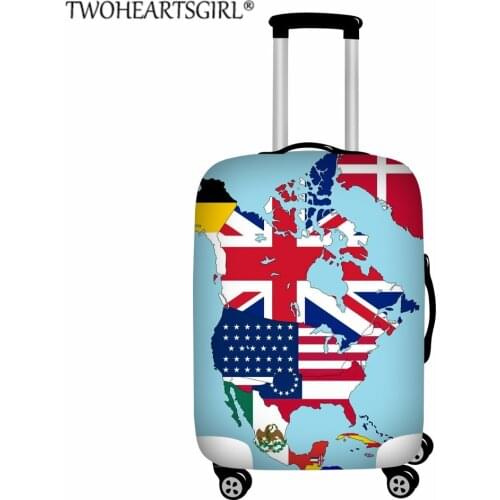 TWOHEARTSGIRL Thicken Zipper Suitcase Cover World Map Print Travel Luggage Suitcase Protective Cover for 18-32 Inch Trunk Case