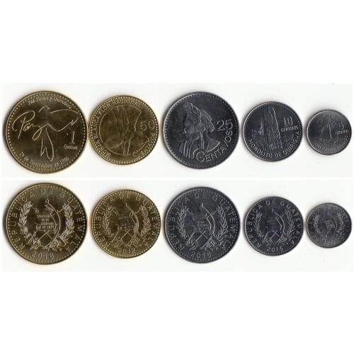 1 Set 5 Pieces America Guatemala Coins New Original Coin Unc Commemorative Edition 100% Real