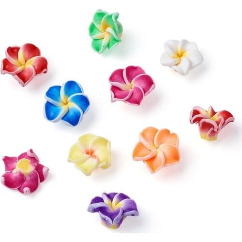 200pcs Mixed Color Handmade Polymer Clay 3D Flower Plumeria Beads For Jewelry Making 12mm 15mm 20mm 30mm F60
