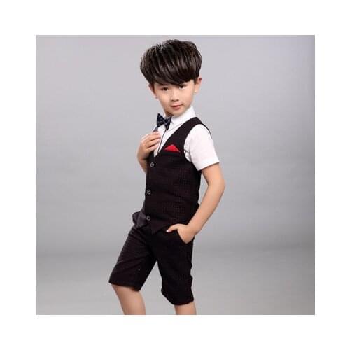 2020 Boys Clothing Sets Summer Shirt + Vest + Pants Boys Wedding Clothes Kids Gentleman Leisure Handsome Suit for 10 12 years