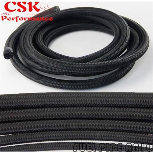 5M AN10 STAINLESS STEEL / NYLON BRAIDED 15KPSI 10-AN OIL/FUEL LINE/HOSE 5METER 15T BLACK / SILVER