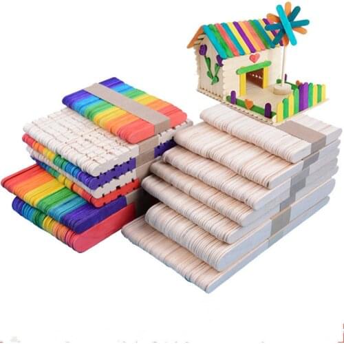 50Pcs/Lot Craft Ice Cream Sticks 11.4CM Wooden Pop Popsicle Sticks Natural Wood Cake Tools kids Handwork Art Crafts