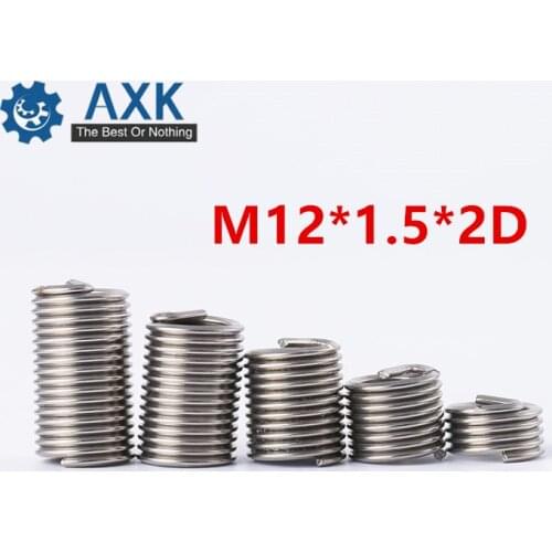50pcs M12*1.5*2D Wire Thread Insert A2 Stainless Steel Wire Screw Sleeve M12 Screw Bushing Helicoil Wire Thread Repair Inserts