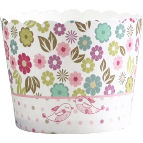 50pcs/bag Multi Color Flowers Birds Butterfly Peony Merry Sweet time Paper Cupcake Muffin Cups Moulds for Birthday Wedding Party