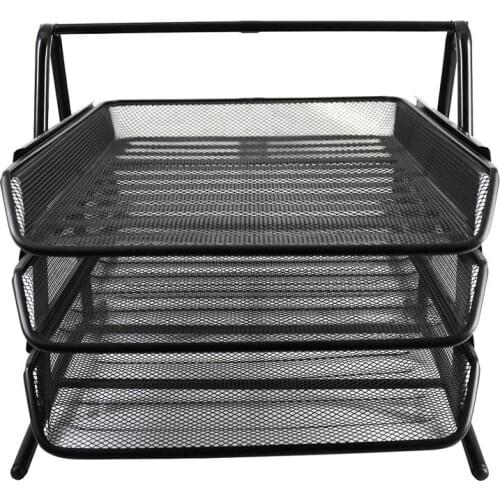 9181 Three-tier File Document Basket Frame Basket Metal Iron Mesh stationery organizer office supplies desk accessories