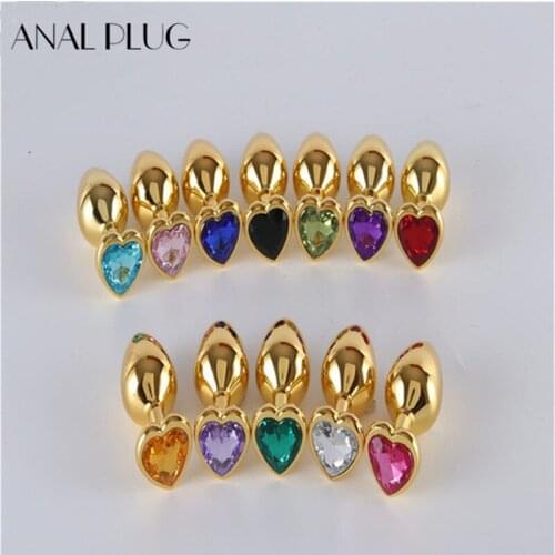 ANAL PLUG Gold Stainless Steel Butt Anal Plug Sex Game Toys Heart Shape Increase Sex Fun for Lover/Couple L Drop Shipping