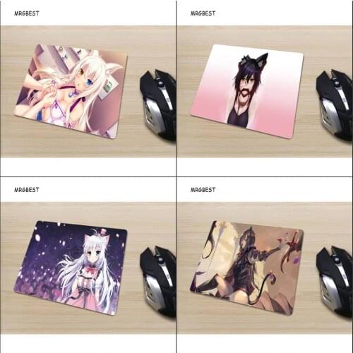 Anime Cat Girl Mouse Pads Cute Small Size 29x25/20x25/22x18cm Non-Skid Laptop PC Mouse Pad No Locking Edge Rubber Table Mat