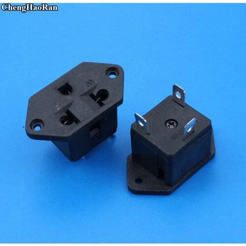 ChengHaoRanBlack AC 250V10A Panel Mount US Outlet Power Socket Electrical Socket female industrial Socket plug power connector