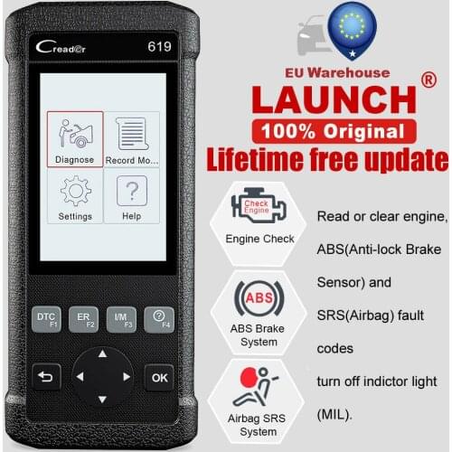 LAUNCH CR619 OBD2 Scanner Engine ABS SRS ODB2 Scan Tool Multi-language Launch OBDII Code Reader Car Diagnostic Tool Free Update