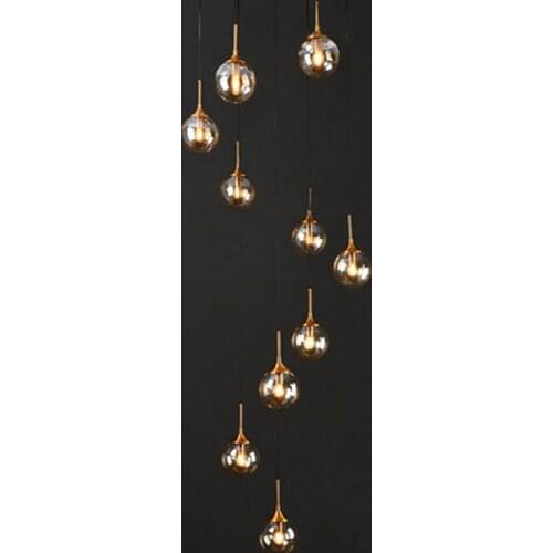 Nordic stairwell long chandelier villa modern minimalist living room creative dining room rotating light luxury chandelier