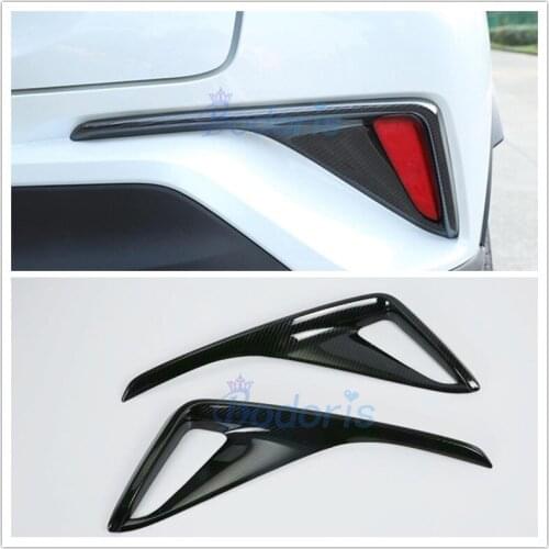 For Toyota C-HR CHR 2016 2017 2018 Carbon Fiber Color Rear Fog Lamp Cover Light Overlay Frame Chrome Car Styling Accessories