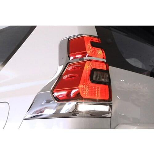 For Toyota Land Cruiser Prado FJ150 2018 ABS Chrome 2pcs Outer Accessories Rear Tail Light Lamp Cover Trim 5pcs car accessories