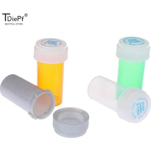Travel Pill Case Plastic Push Down Turn Vial Container Weed Storage Stash Jar Pill Bottle Case Herb Box Pill Box Random