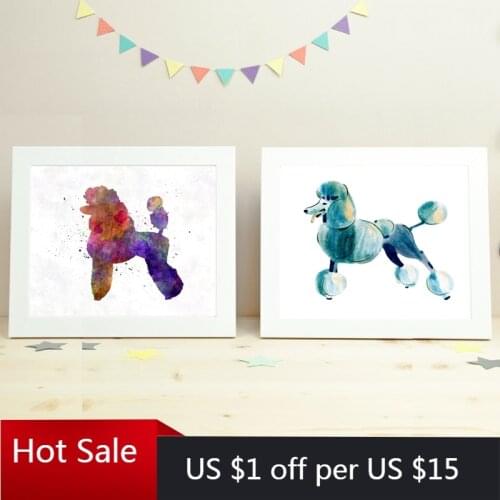 Poodle Print Illustration Pet Dog Poster Wall Art Canvas Painting Dogs Lover Gift Wall Picture Living Home Room Decor Wall Decor