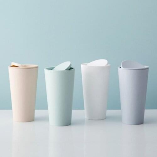 Office Table Sundries Storage Container Plastic Small Waste Garbage Bin Mini Rolling Cover Trash Can Desktop Rubbish Bucket