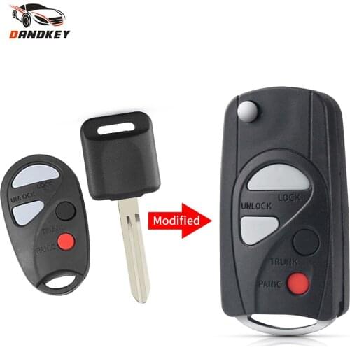 Dandkey 4 Buttons Modified Folding Remote Key Shell for Nissan Sunny Cefiro A33 Flip Keyless Fob Uncut Blank Auto Car Key Case