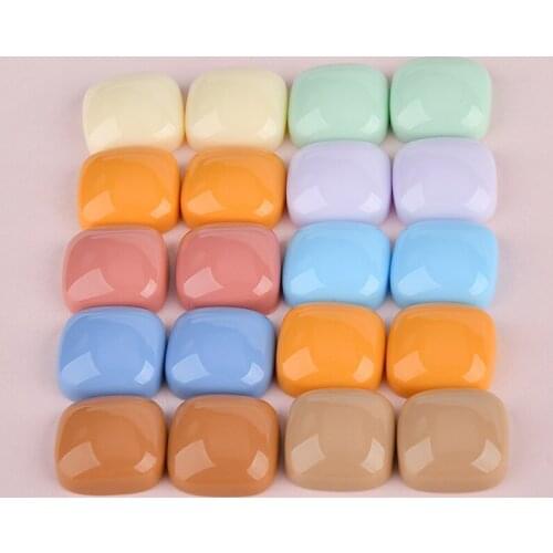 Summer style 100pcs/lot 18mm color print geometry square shape flatback resin beads diy jewelry earring pendant accessory