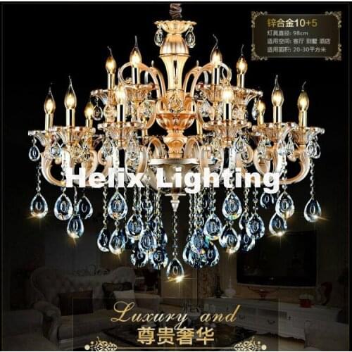 Free Shipping 110-240V Golden Alloy Chandelier Modern Chandelier Pendant E14 AC K9 Golden Crystal Penadnt Lamp 100% Guaranteed