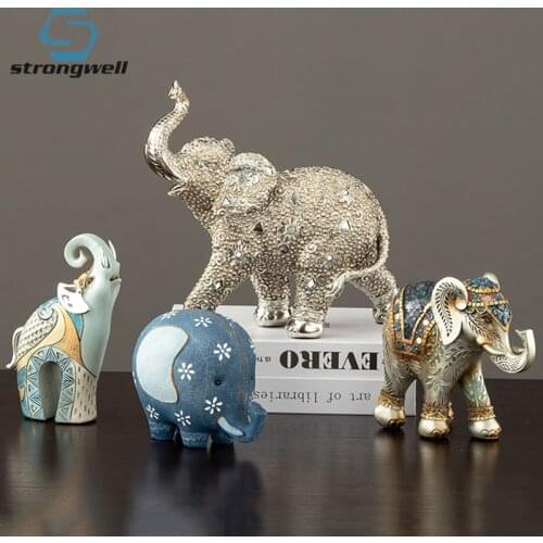 Strongwell Multistyle Elephants Miniature Model Home Decoration Animal Sculpture Desktop Decorations Accessories Resin Ornaments