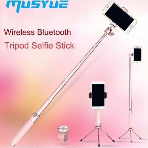 Musyue Metal Wireless Bluetooth Tripod Selfie Stick for iPhone Samsung Huawei Phone Live Broadcast Monopod Self Stick
