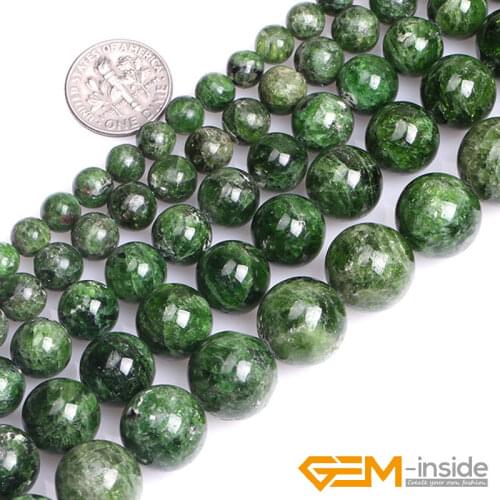 Natural Green Diopside Gem Stone Semi Precious Round Beads For Jewelry Making Stand 15" DIY Accessorries Beads For Women Gifts