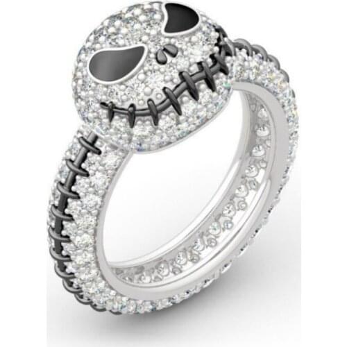 New two-color skull ring fashion jewelry pumpkin lantern creative style party ring Christmas decoration