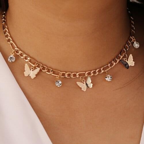 New Butterfly Pendant Necklaces For Women Fashion Moon Charm Gold Multilayer Choker Necklace 2020 Bohemian Jewelry