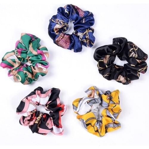 New arrival Fashion women lovely silky Hair bands ladys vintage hair scrunchies girls hair Tie Accessories Ponytail Holder
