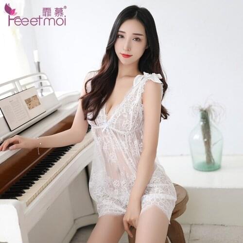 New Black White Fairy Costume Lingerie Sexy See Through Sleepwear Underwear Fairy Cosplay Exotic Transparent Baby Doll Teddy