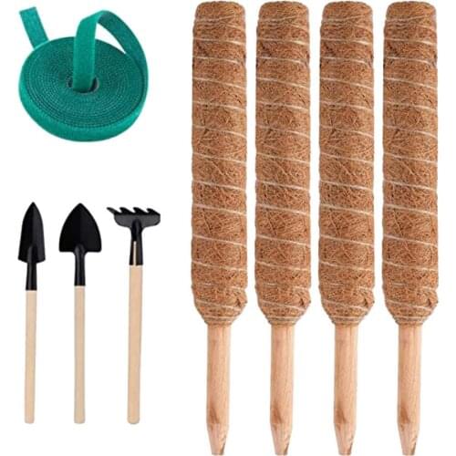 4Pcs Moss Pole Plant Pile Support For Potted Plants Coco Coconut Shell Rod For Climbing Plants 19.6inch Gardening Tools