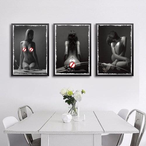 White Black Woman Body Art Poster Picture on The Wall Living Room Decoration Picture Decor for Home Canvas Oil Paining No Frame