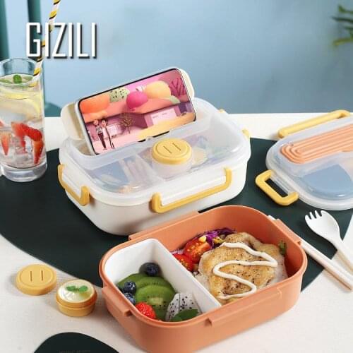 Portable Lunch Box with Sauce Dish Student Office Worker Microwave Heating Bento Box Food Container Storage Breakfast Boxes