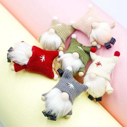 Christmas mini doll stuffed toys ornaments no face dolls christmas tree hanging pendant home decor new year kids gift navidad