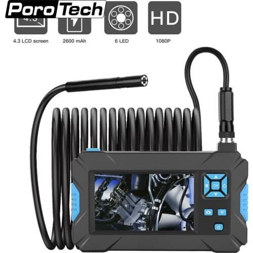 Handheld Borescope 4.3inch Repair Check Snake Tube/hard Wire Optional Video Pipeline Camera with 6 Led Side Mirrior Endoscope