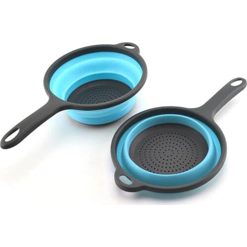 Foldable Silicone Colander Fruit Vegetable Washing Basket Strainer With Handle Strainer Collapsible Drainer Kitchen Tools