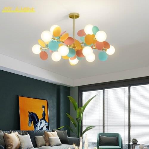Modern Macron Chandelier Lighting Children Room Living Room Kids Bedroom Decor Hanging Lamp Indoor Colourful Ceiling Luminaries