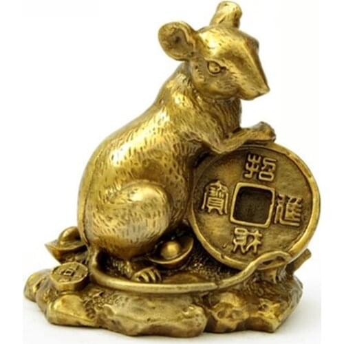 Feng Shui Money Pure Copper Ornaments Amass Fortunes Rat Bronze Wares In The Twelve Zodiac of Bronze Rats Lucky Gift