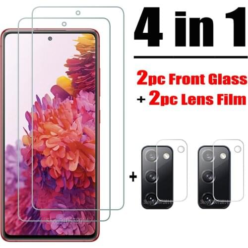 4 in 1 Front Glass For Samsung Galaxy S20 FE S21 Plus Screen Protector Camera Lens Film For Samsung M21 M31 S M30 M20 M51 Glass