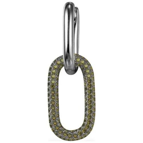 SLJELY Fashion Real 925 Sterling Silver Black Grey Small Mono Khaki Chain Link Earring Pave Zirconia 1pc for Women Brand Jewelry