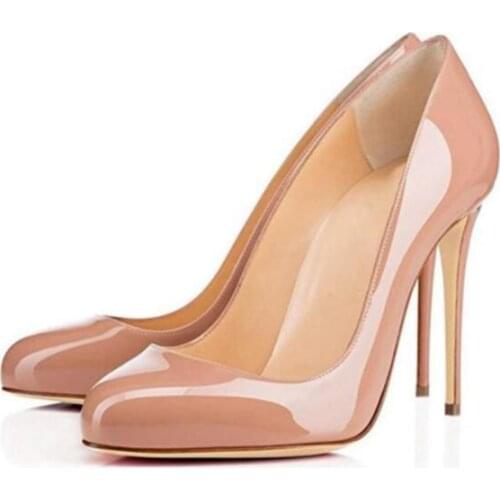 Moraima Snc Fashion Round Toe 10cm High Heels Shoes Woman Sexy Thin Heels Pumps Shallow Slip on Stiletto Heels Black Nude Yellow