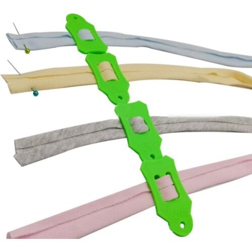 12 Pcs/set Folding Fabric Tape Maker Biasing Strips Of Pins And Storage Ring Sewing Accessory Needleworking Sewing Tools