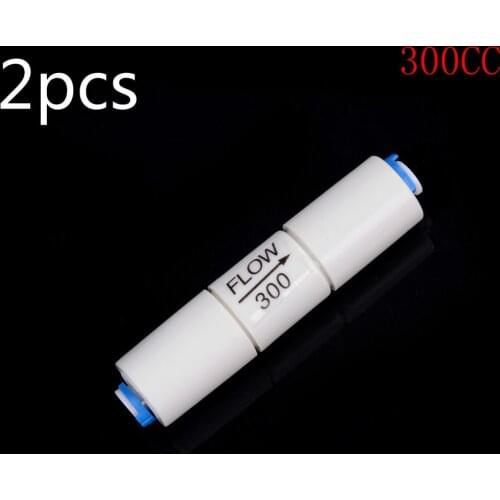 2pcs Water Filter Parts RO Flow Restrictor 300CC-1500CC With 1/4" Hose Quick connection Reverse Osmosis Machine