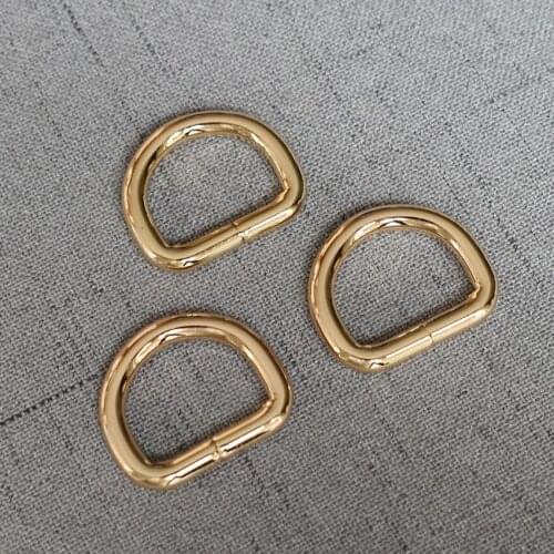 20mm Webbing Dog Collar Chain Leather Belt Golden Connect Metal Buckle Heavy Duty Non-Welded Flat Dee Ring