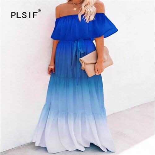 2020 women fashion one word led short sleeve long dress beach style lady fashion women dress sexy club party lady dress