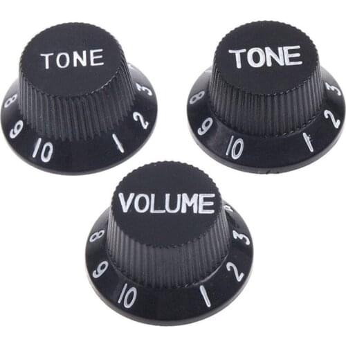 3pcs Electric Guitar Bass Tone Control Knobs Black Dome Knobs