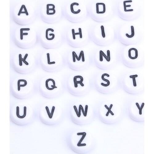 300pcs/Lot White Black Alphabet / Beads For Jewelry Making Supplies 4 * 7mm Acrylic 26 Letters Selectable