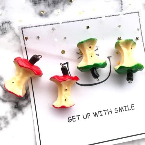 40*30mm ZALEBABA 3d resin apple charms very cute keychain pendant necklace pendant for DIY decoration